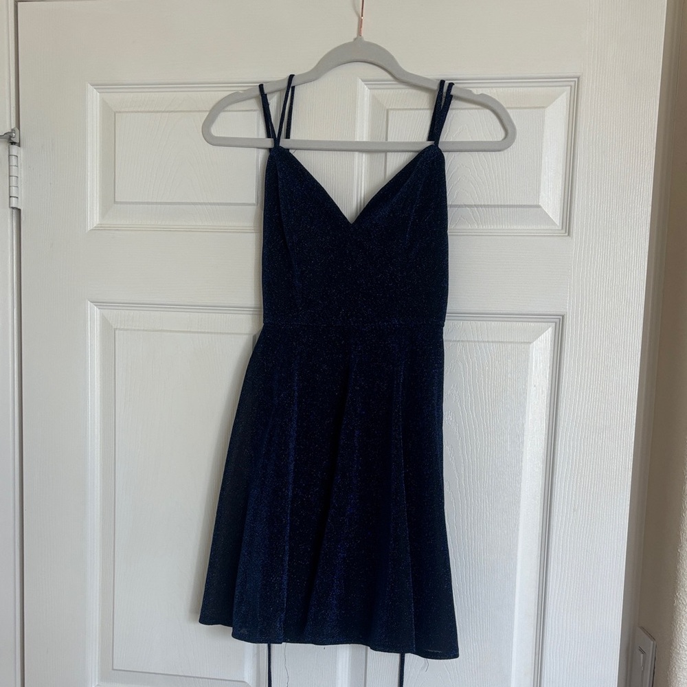 Lulu’s Navy Blue Sparkly Mini Dress